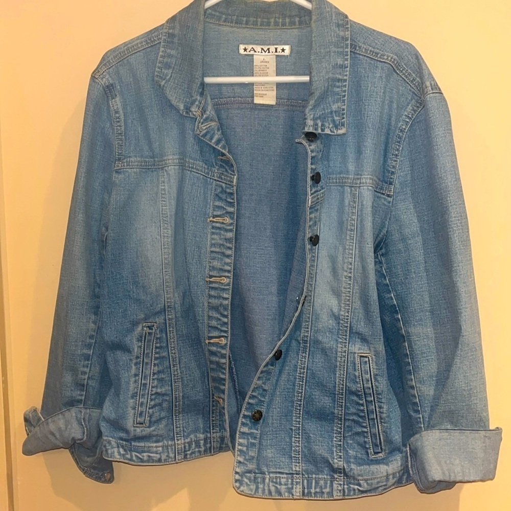 AMI large light blue denim jacket